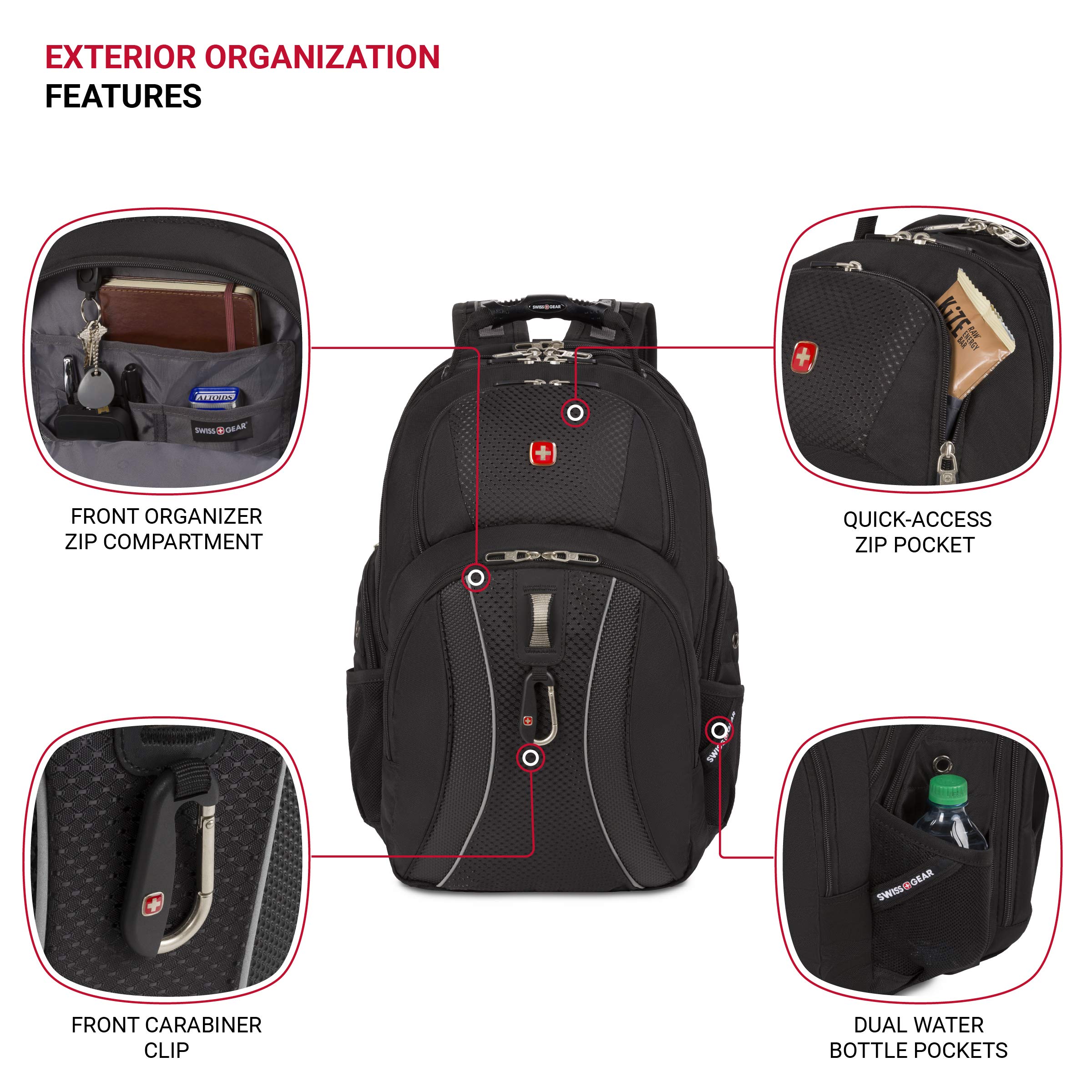 Swiss Gear SA1923 Black TSA Friendly ScanSmart Laptop Backpack - Fits Most 15 Inch Laptops and Tablets - Image 3