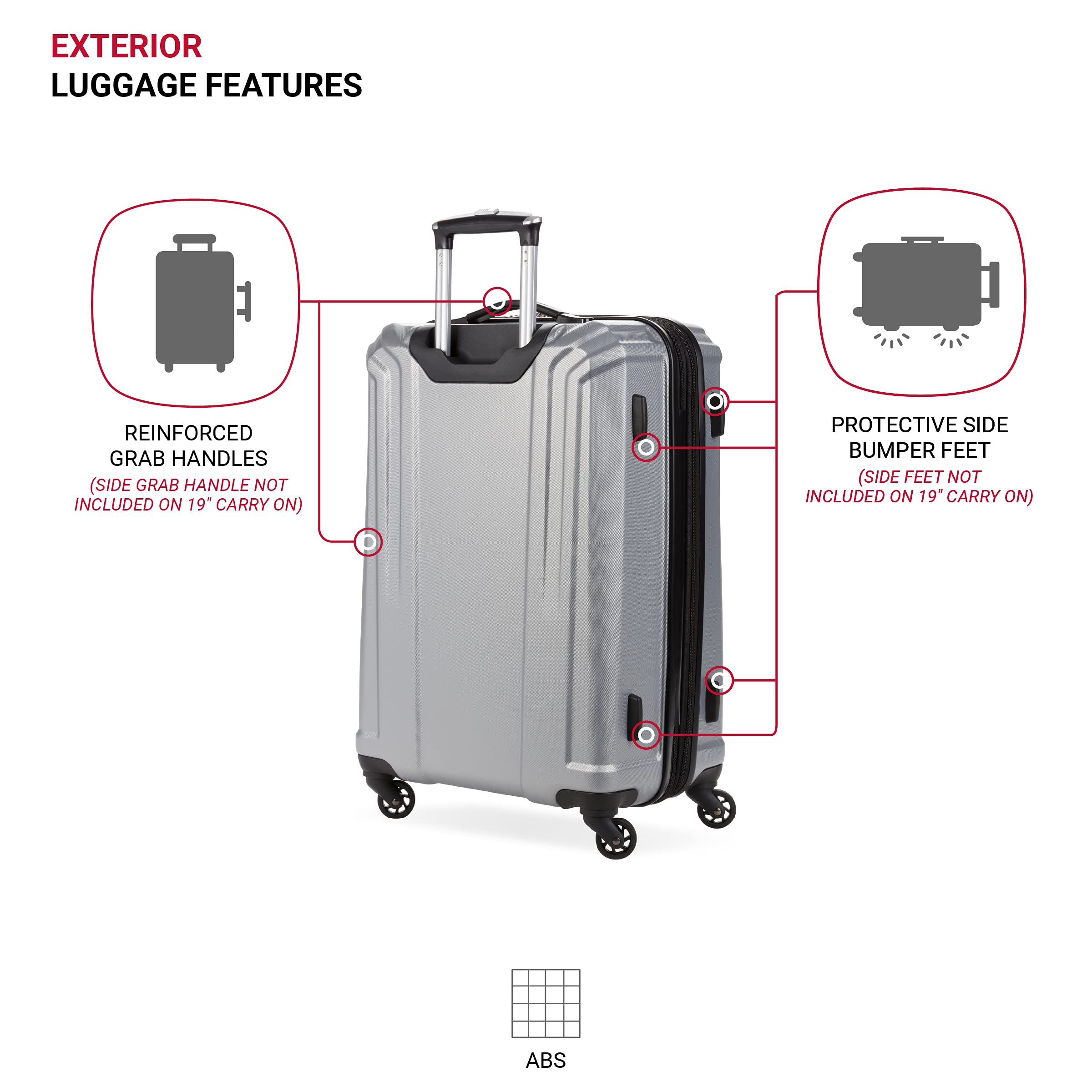 SwissGear 3750 Hardside Luggage with Spinner Wheels, Silver, Checked-Medium 23-Inch - Image 3