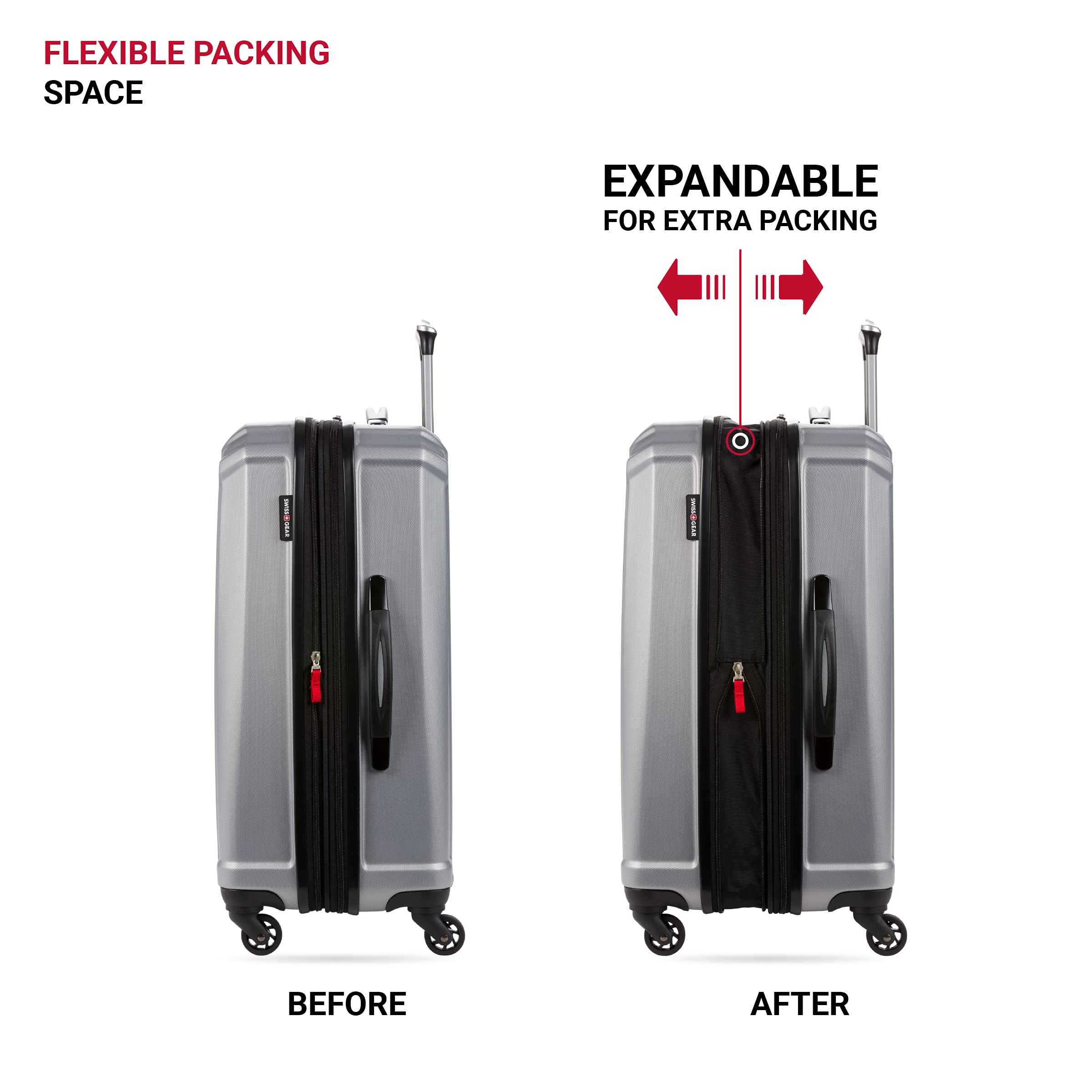 SwissGear 3750 Hardside Luggage with Spinner Wheels, Silver, Checked-Medium 23-Inch - Image 5