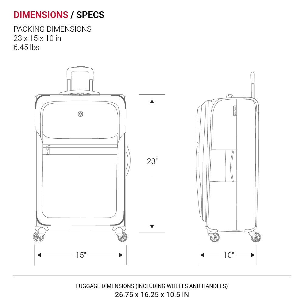 SwissGear 4010 Softside Luggage with Spinner Wheels, Black, Checked-Medium 23-Inch - Image 6