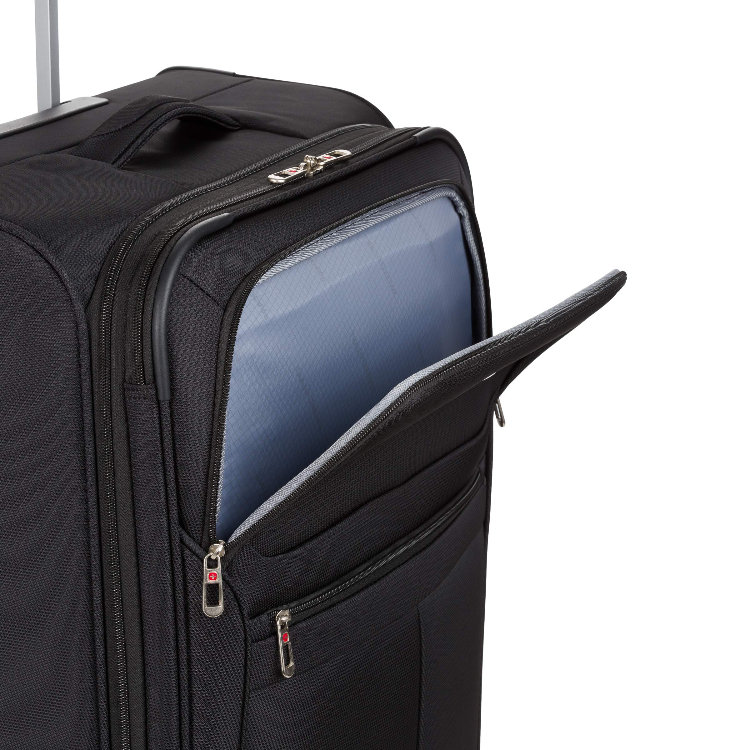 SwissGear 4010 Softside Luggage with Spinner Wheels, Black, Checked-Medium 23-Inch - Image 9