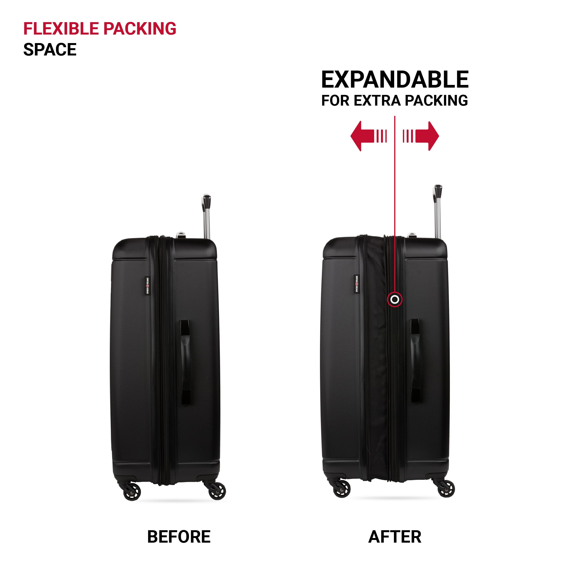 SwissGear 6297 Hardside Expandable Luggage with Spinner Wheels, Black, Checked-Medium 23-Inch - Image 5