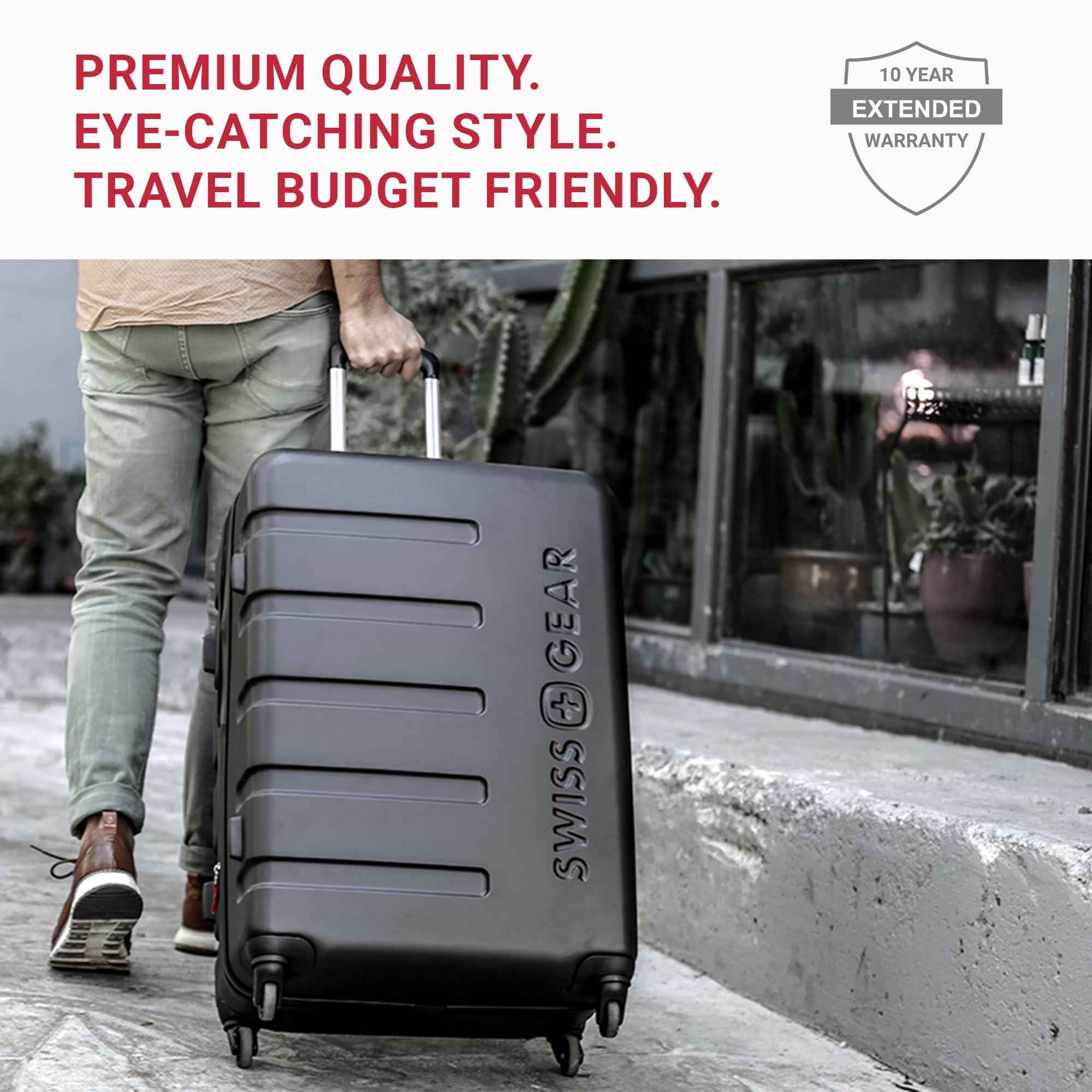 SwissGear 7366 Signature Hardside Expandable Luggage with Spinner Wheels, TSA Lock, Cup-Holder, Black, 3-Piece Set (19/23/27) - Image 3