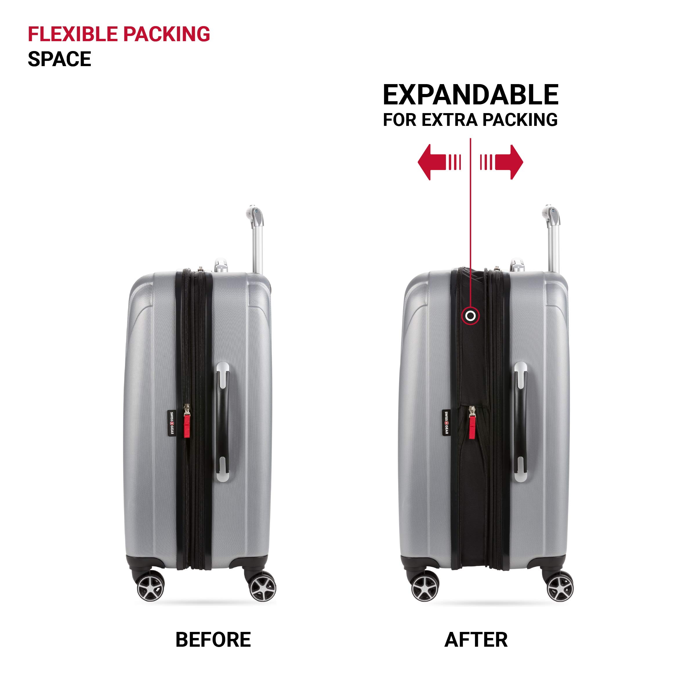 SwissGear 7585 Hardside Expandable Luggage with Spinner Wheels, Silver, Checked-Medium 23-Inch - Image 5
