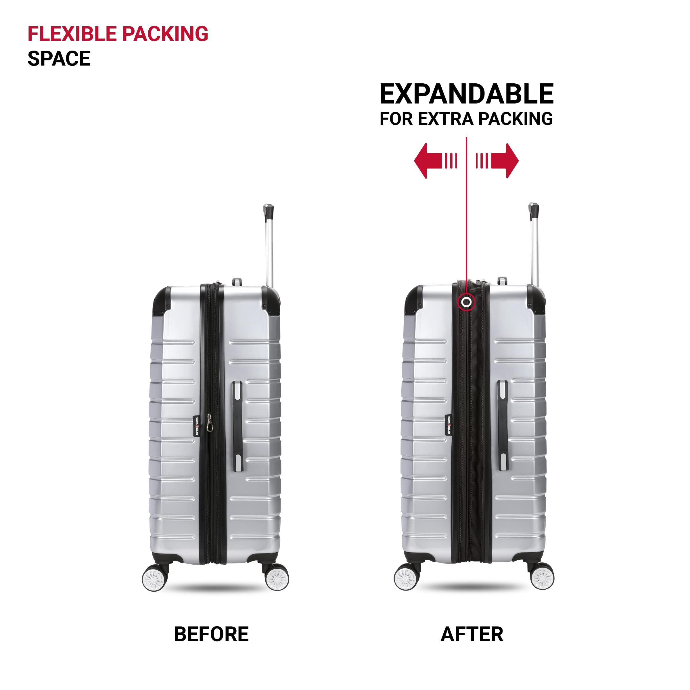 SwissGear 7782 Hardside Expandable Luggage with Spinner Wheels, Silver, Checked-Medium 24-Inch - Image 5