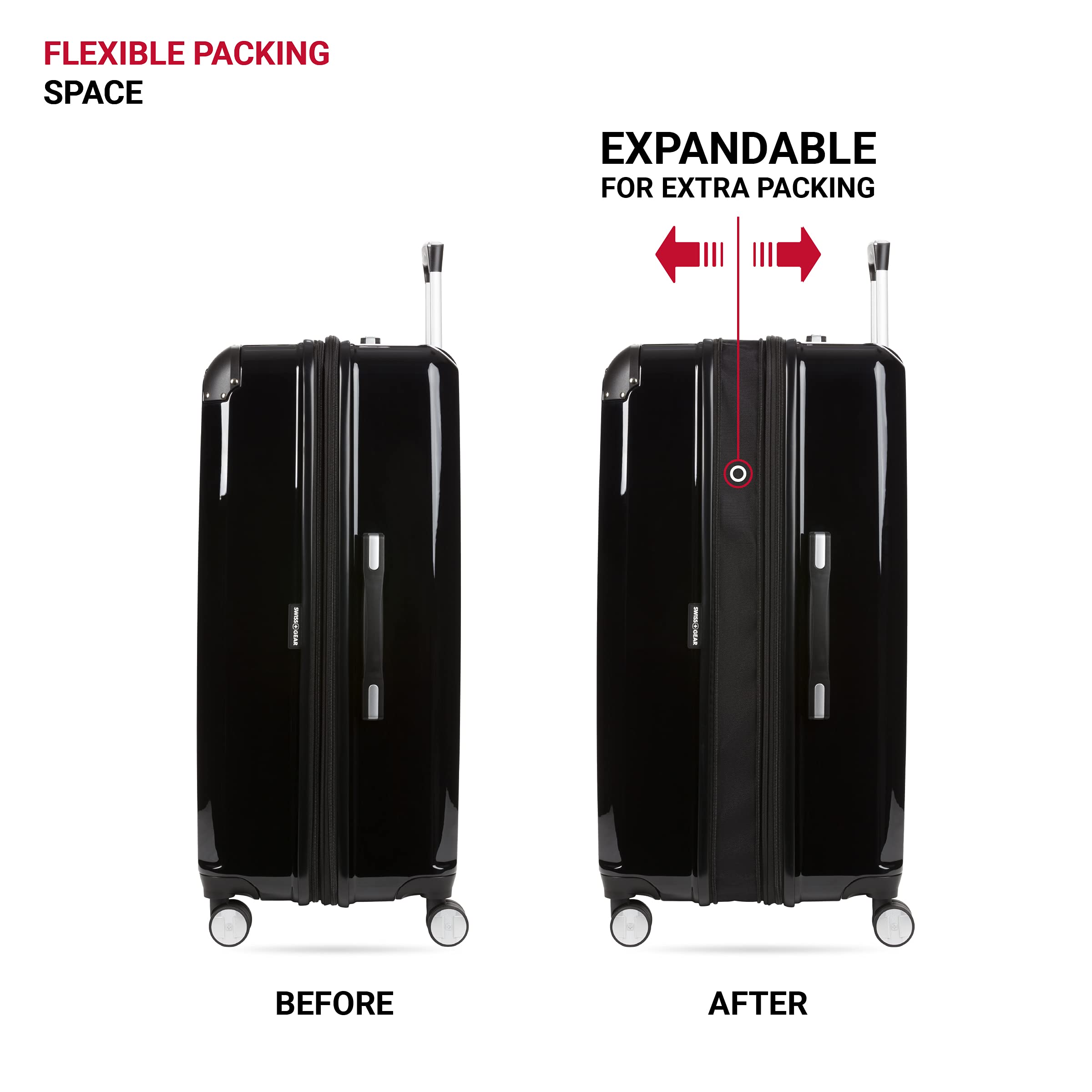 SwissGear 7786 Hardside Expandable Luggage with Spinner Wheels, Black, Checked-Large 27-Inch - Image 5