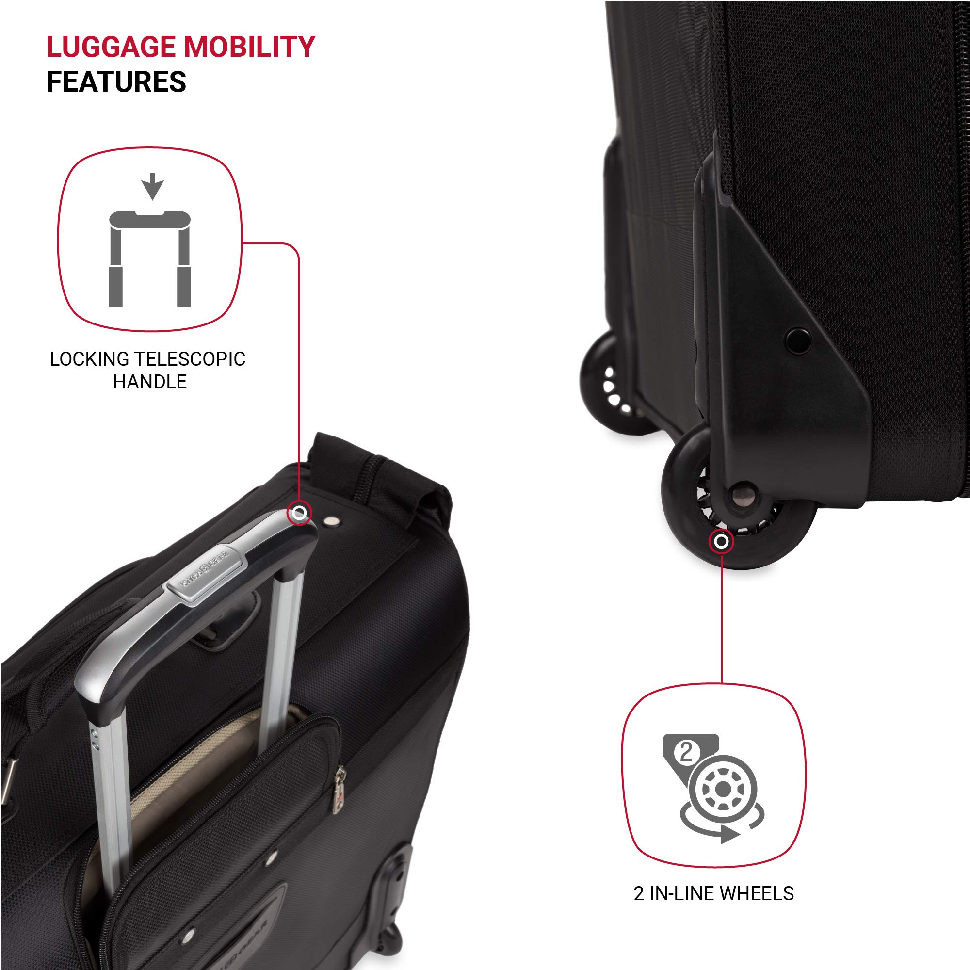 SwissGear 7895 Premium Rolling Garment Bag, Bonus Hanging Feature, Men's and Women's, 24-Inch Luggage - Black - Image 3
