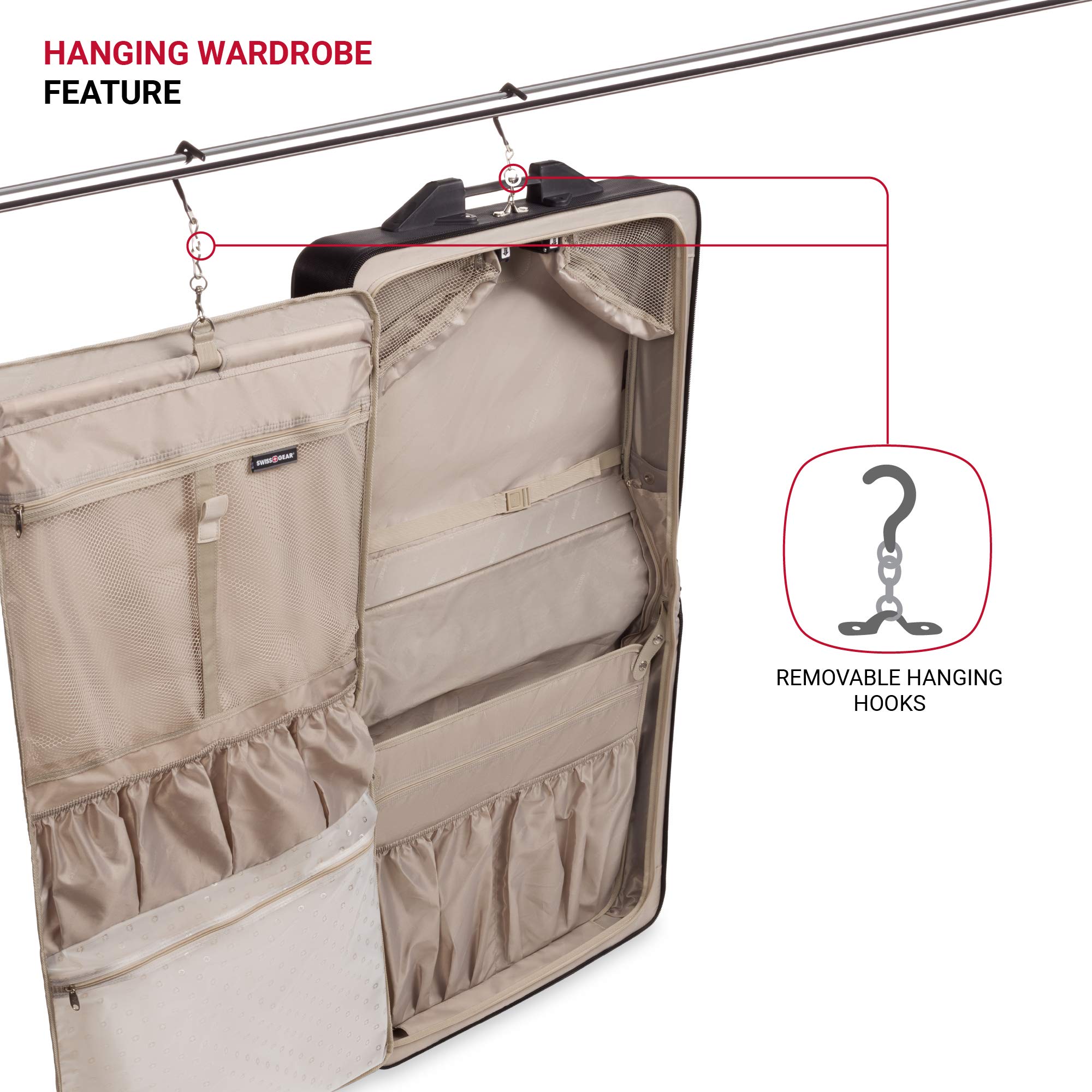 SwissGear 7895 Premium Rolling Garment Bag, Bonus Hanging Feature, Men's and Women's, 24-Inch Luggage - Black - Image 5