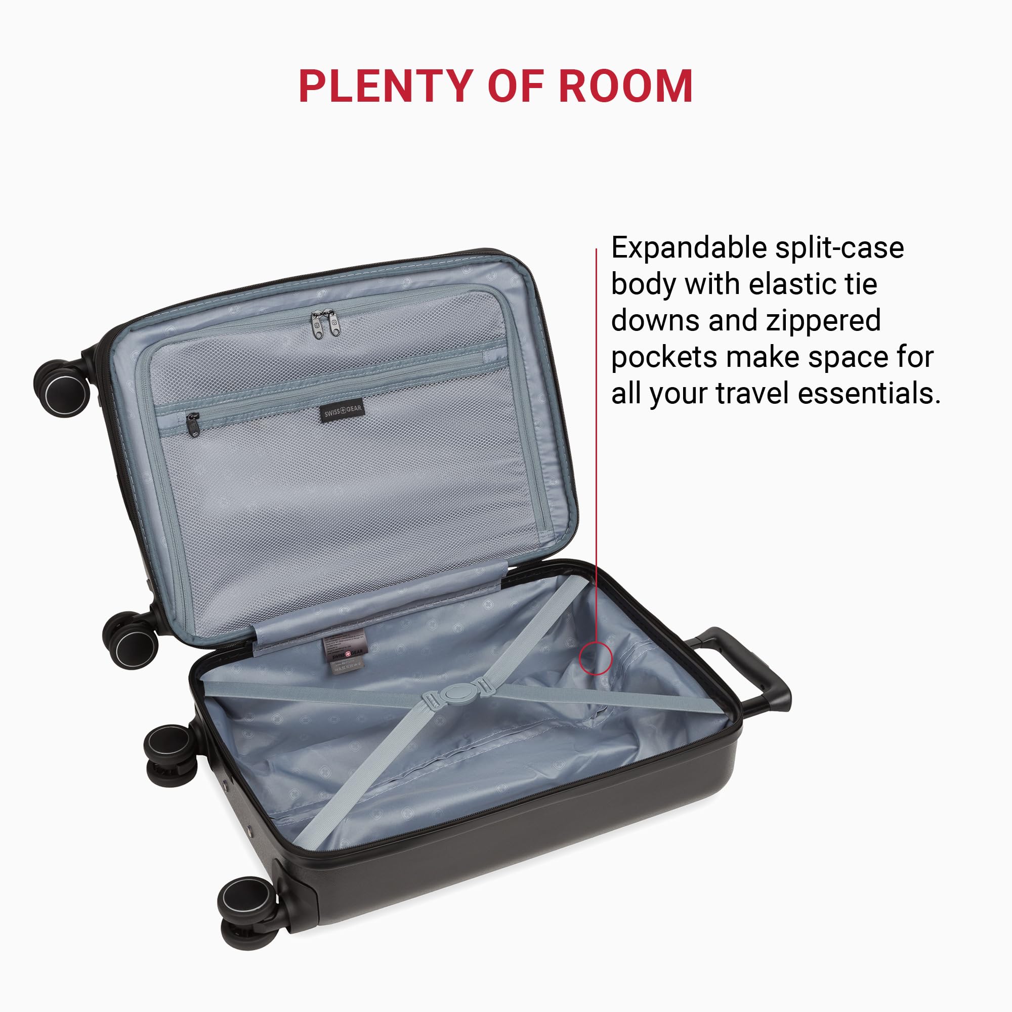 SwissGear 8020 Eclipse Collection Hardside Expandable Luggage – Black - Image 5