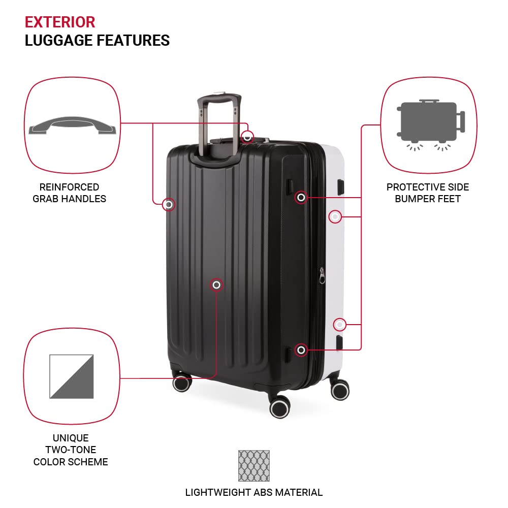SwissGear 8028 Hardside Expandable Spinner Luggage, Black/White, Checked-Medium 24-Inch - Image 3