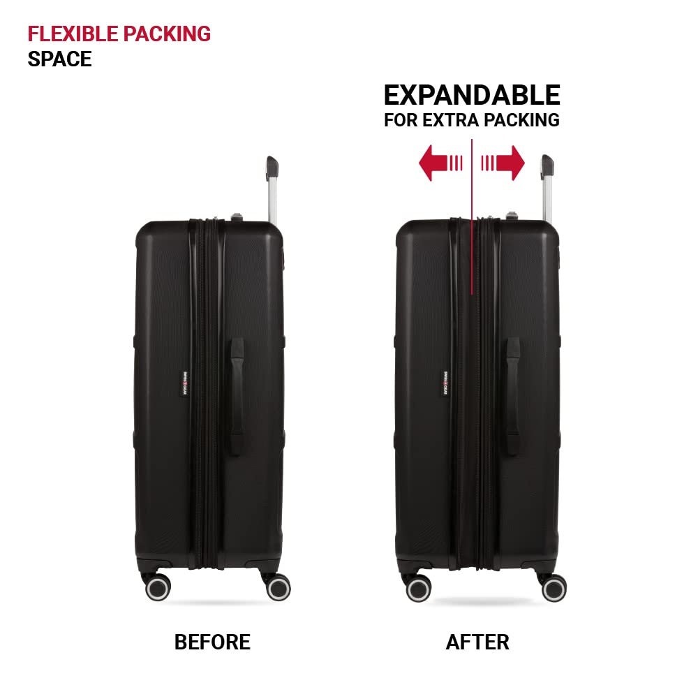 SwissGear 8090 Hardside Expandable Luggage with Spinner Wheels, Black, Checked-Large 28-Inch - Image 6