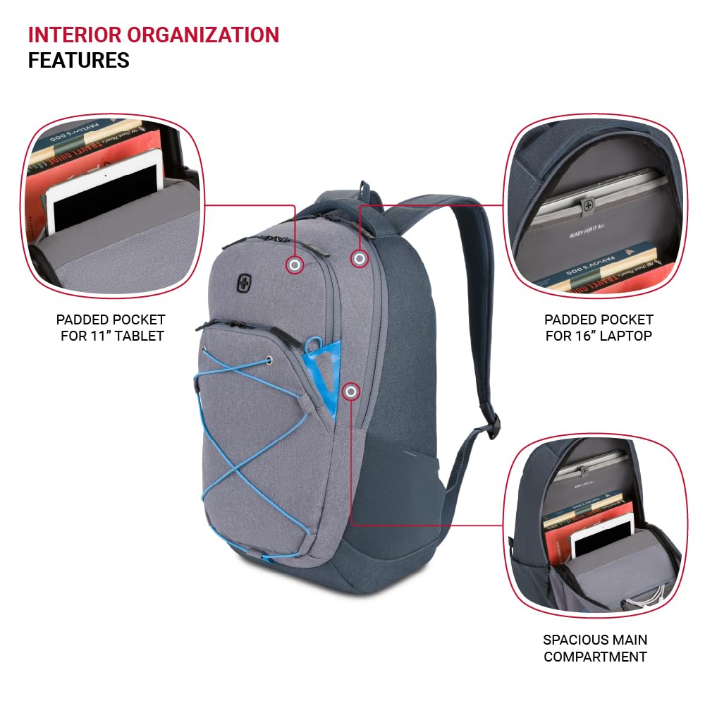 SwissGear 8175 Laptop Backpack, Navy/Grey Heather, 18 Inches - Image 4
