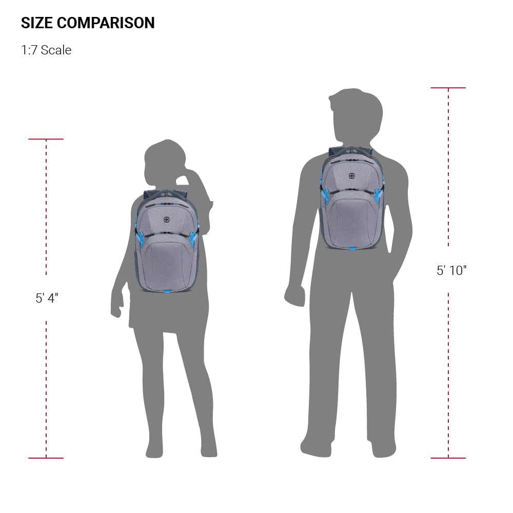 SwissGear UrbanPro Laptop Backpack, Laptop Bag Fits Most 16-Inch Laptops, Commuter Friendly Trolley Sleeve, Ideal for Work, Travel or School - Light Grey/Blue Heather (18.5-Inch) - Image 6