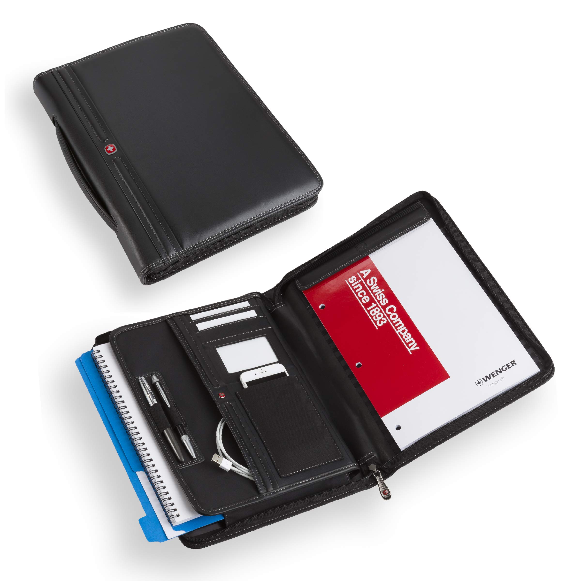 Wenger Concept Zippered Padfolio, Padded Document Organizer, Black - Image 5