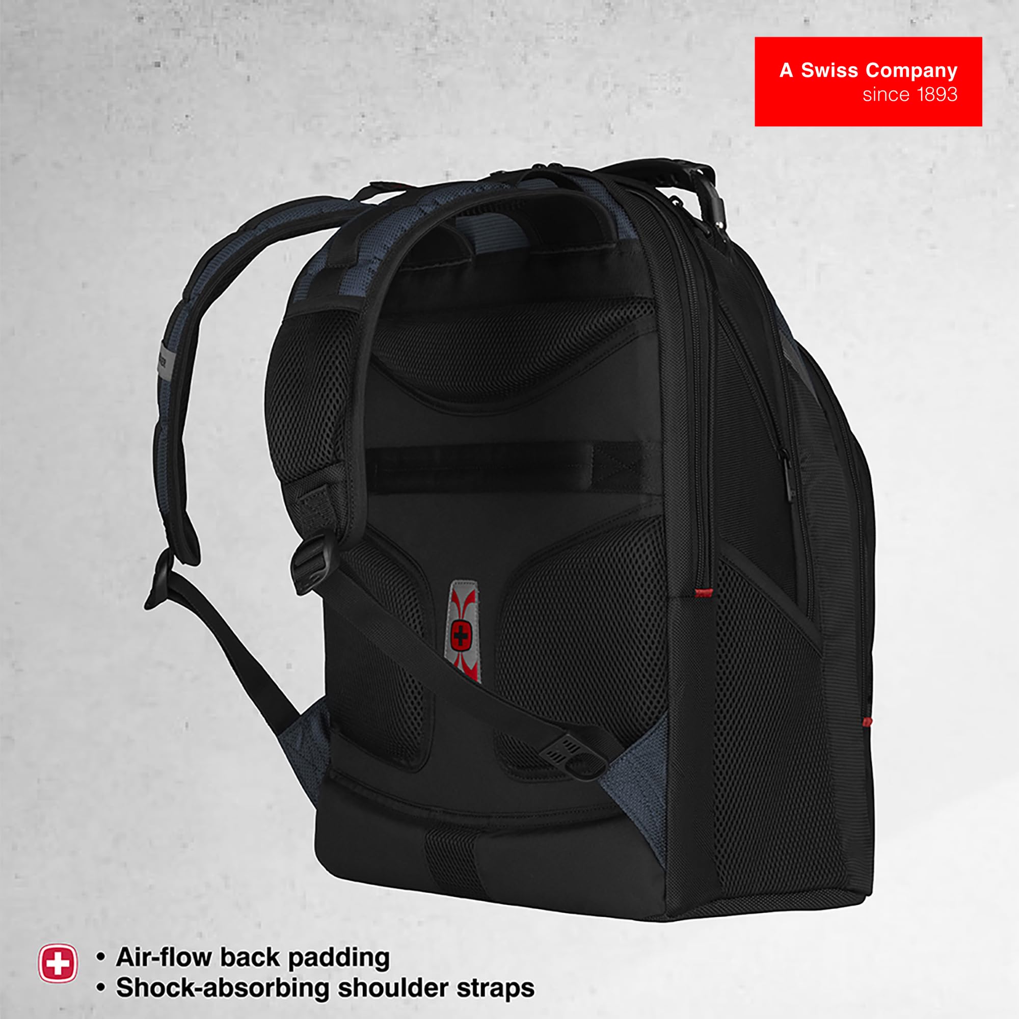 Wenger Ibex 17 inch Laptop Backpack, Men's and Women's Laptop Bag, Black/Gray/Blue - Image 3